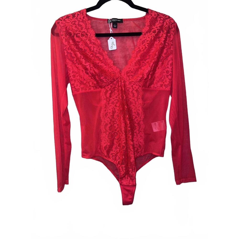 Elegant Red Lace Bodysuit XL
